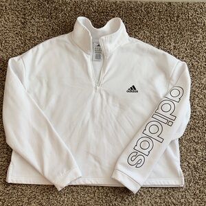 Adidas White Quarter-Zip Sweatshirt women 2XL